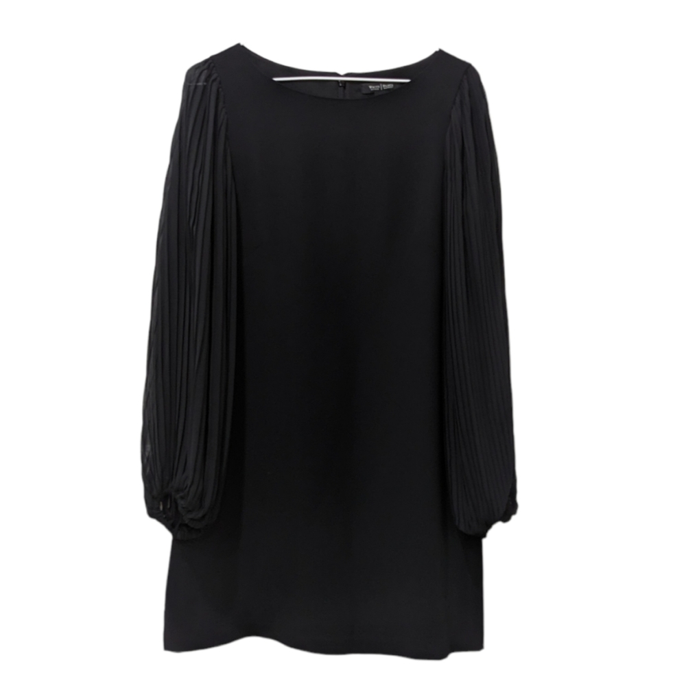 White House Black Market Chiffon Sleeve Black Shift Dress 4 - Picture 4 of 9